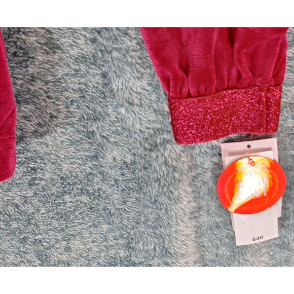 Juicy Couture XL Red Wine Velour Pullover Crown Logo Girl's Long Sleeve - Picture 9 of 15